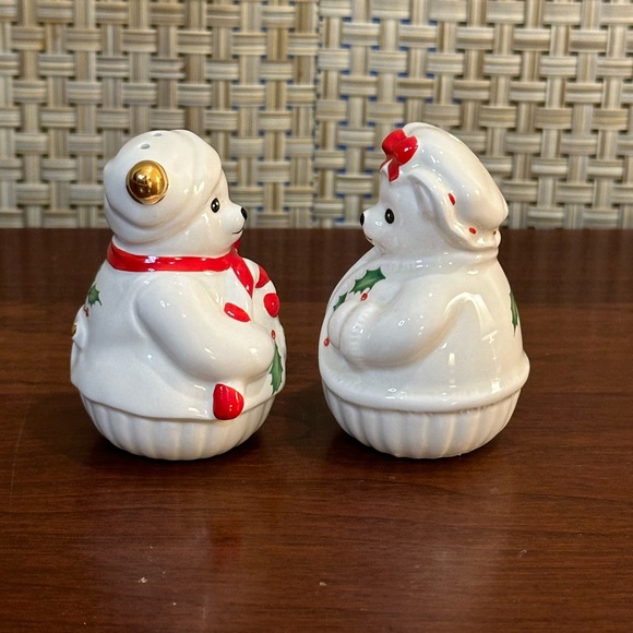 🎄🌟HP🌟VTG Lenox Holiday Bears Salt & Pepper Shakers Porcelain Hand Painted - Picture 8 of 12